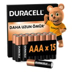 DURACELL BASIC AAA İnce Alkalin Kalem Pil (15'li Paket) – 1,5V