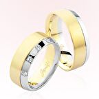 Harem Altın Sarı Beyaz Altın Alyans 5005