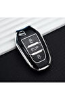 Peugeot 208 308 508 2008 3008 5008 Rifter Anahtar Koruma Kılıfı Anahtarsız Çaliştırma Siyah/Krom