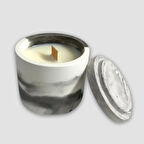 Uretti - Zekiye 1389 -  El Yapımı Taş Tozundan Papatya Desenli Kokulu Soya Mum- Gri