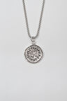 Kaloyan's Madalyon Örme Zincir Kolye - Antik Gümüş Kaplama - Kadın Erkek - 60 cm