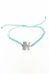 Turkuaz İpli Gümüş Harfli Bileklik
