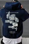 Unisex Erkek Partial Sculpture Özel Baskı Pamuklu Oversize Kapüşonlu Sweatshirt Lacivert