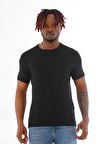 Erkek Slim Fit Modal Likra Basic Kısa Kol T-shirt-Siyah