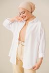 103901 Oversize Basic Tesettür Gömlek - Beyaz
