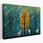 Geceyarısı Ormanda Gezen Atlar Kanvas Tablosu-5041