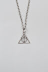 Minimal Harry Potter Ölüm Yadigarları Düz Ezme Zincir Kolye - Antik Gümüş Kaplama - Kadın Erkek - 60 cm