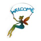 BALKON VE BAHÇE HOŞGELDİNİZ TABELASI,MELEK FİGÜRLÜ MAVİ 30X18X0,5CM