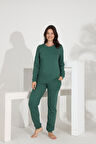 Etoile %100 Pamuk Uzun Kol Düz Renk Manşetli Cepli Kadın Pijama Takımı 98512