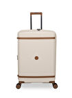 Krem Unisex Çekçekli Sert Valiz Illustrious Orta