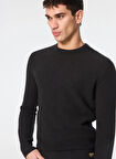 Superdry Düz Yaka Normal Düz Siyah Erkek Kazak M6110657A7BT_TEXTURED CREW KNIT JUM
