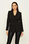 Kadın  Kuşaklı Astarlı Blazer Ceket