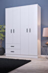 4 Kapılı 2 Çekmeceli Gardırop (ELBİSE DOLABI-YÜKLÜK) / Beyaz