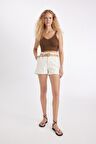 DeFacto Paperbag Yüksek Bel Katlamalı Paça Jean Şort B8128AX24HSWT1