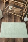 Damask Desenli Ayak Havlusu 1 Adet - 60x100 cm Banyo Paspası - %100 Pamuk -Mint