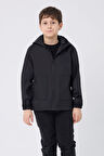 Erkek Çocuk Taba Astarlı Su ve Rüzgar Geçirmez Kapüşonlu Çift Fermuarlı Cepli Yağmurluk