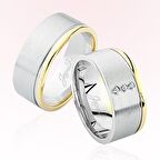 Harem Altın Sarı Beyaz Bombeli Altın Alyans 5107