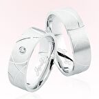 Desenli Beyaz Altın Alyans 5109