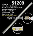 Wkset-6209 36913X4 Positioning Sled 2011SSP60 60 İnç Sharp Lcd Led Tv İçin  Gd Rev0 4 Adet Led Bar