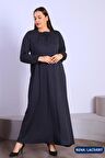 Kadın Tesettur Buyuk Beden Kare Yaka Uzun Elbise