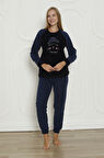 Fawn 04-3310 Peluş Welsoft Polar Kışlık Yumoş Kadın Pijama Takımı Good Night