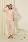 Fawn 3900 Peluş Welsoft Polar Kışlık Kapşonlu Kadın Pijama Takımı