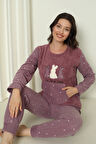 Fawn 04-3302 Peluş Welsoft Polar Kışlık Yumoş Tavşanlı Kadın Pijama Takımı