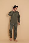 FLKN 7003 İnterlok Kışlık Ekose Pijamalı Erkek Pijama Takımı