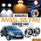 Renault Clio 3 2005-2013 Uyumlu Üniversal Mercekli Angel Sis Farı Metal Su Geçirmez 76 mm Turuncu Halkalı Gündüz Farı Angel Eyes 2 Adet