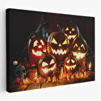 Cadılar Bayramı Korkunç Kabak Kanvas Dekoratif Duvar Tablosu-5203