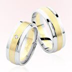 Sarı Beyaz Bombeli Altın Alyans 5205