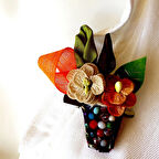 El Oyası Çiçek Buketi Broş