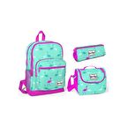 Coral High Yeşil Flamingo Desenli Beslenme Okul Çantası Kalemlik