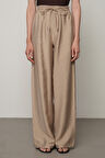 Kadın Düz Renk Beli Lastikli Bol Paça Pantolon