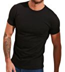 Erkek Kısa Kol Bisiklet Yaka Slimfit Likralı Düz Mody Tişört