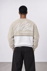 Erkek Not Basic Project Nakışlı Oversize Sweatshirt Bej