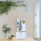 İnci Portmanto Askılıklı Beyaz Raflı Çok Bölmeli 2 Kapaklı Yüksek Ayaklı Portmanto 80x37x195 Cm