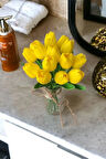 Yapay 10'lu Islak Lale Buketi Gerçeksi Doku Sarı