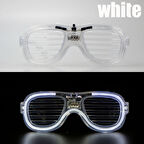 Beyaz Led Işıklı Parti Gözlüğü - Neon Glow Şerit Gözlük 3 Modlu (5250)