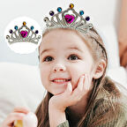 Gümüş Renk Taraklı Model Prenses Kraliçe Tacı 1 No 12x7 cm (5250)