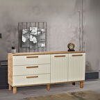 Dia Konsol 2 Kapaklı 3 Çekmeceli Atlantik Çam Krem 160x80x43,5 Cm