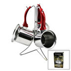 TREND  3LÜ SET   NO-3-4-5  ÇELİK CEZVE  METAL STANDLI   RENKLİ PLASTİK KULPLU (5256)