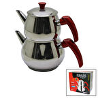 AİLE BÜYÜK BOY KÜRE ÇELİK ÇAYDANLIK SETİ ÜST: 1.2LT - ALT: 2LT (5256)