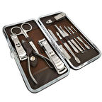 Çantalı Manikür Pensi Profesyonel ve Manikür Pedikür Seti 13 Parça Tırnak Eti İtici Ve Cımbız (5256)