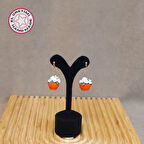 Uretti - Hatice 4962 3658 El Yapımı Turuncu Saksı Botanik Polimer Kil Küpe