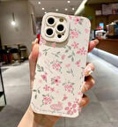 Pembe Çiçek Baskılı iPhone 13 Telefon Kılıfı
