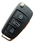 Audi A1 A3 A4 A6 Uyumlu Anahtar Kabı Kumanda Kabı Oto Anahtarlık 3+1 Panik Buton Logolu