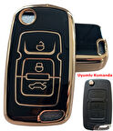 Geely Emgrand Uyumlu Nano Anahtar Kılıfı Kumanda Kılıfı Oto Anahtarlık Siyah Gold