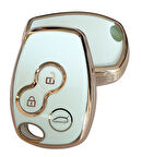 Renault Clio 3 Dacia Logan Duster Sandero Uyumlu Kumanda Anahtar Kılıfı Oto Anahtarlık Beyaz 3 Tuş