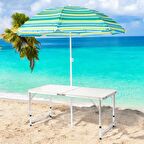 FUNKY CHAIRS Şemsiyeli Katlanabilir Piknik Masası - Gri